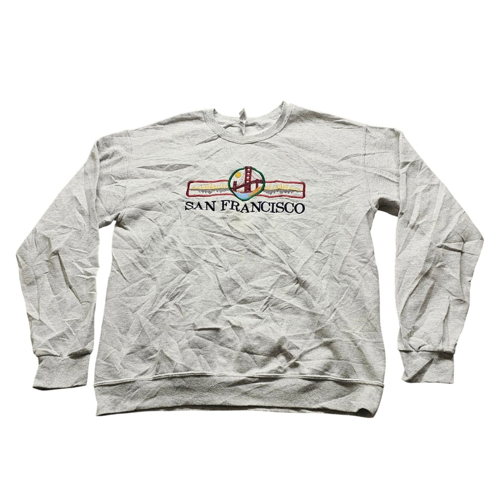 San Francisco Gildan Sweatshirt Mens M Gray Souvenir Golden Gate Embroidered